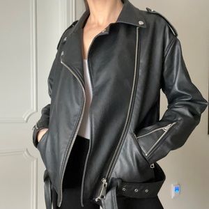 Missguided Oversized Leather Jacket size 4